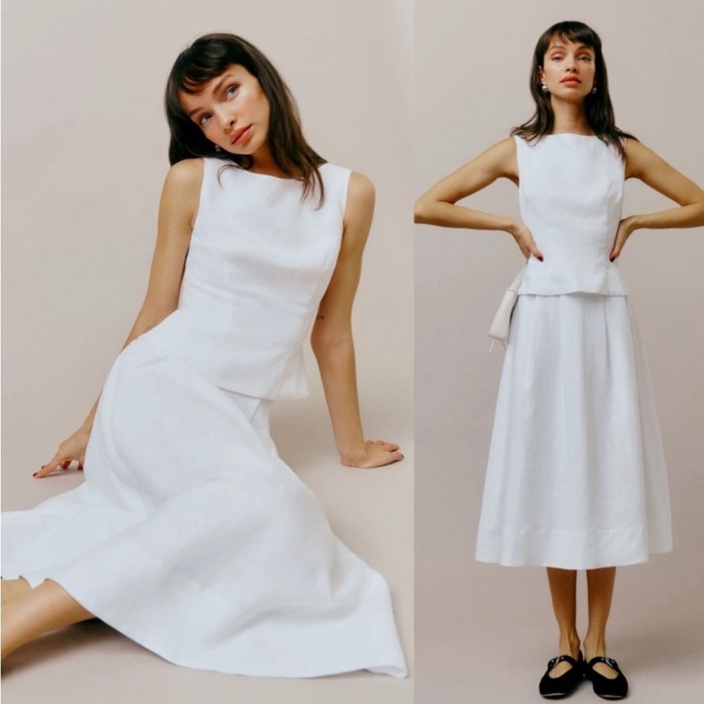 Reformation Moya Linen white 2 piece SET! Worn once.